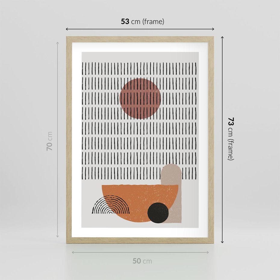 Plakat w ramie 50x70 - Symetria w Stylu Mid-Century - minimalistyczny obraz, mid-century styl - rama drewno