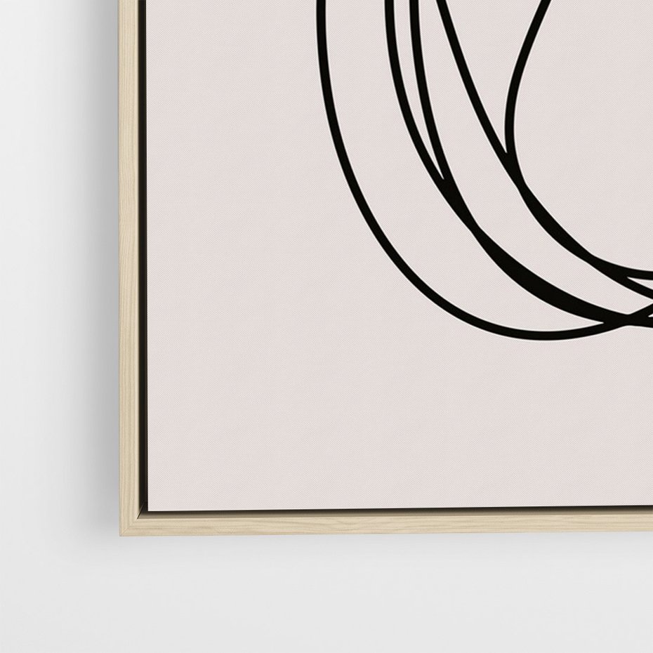 Obraz w ramie 70x100 - Abstrakcyjne Harmonie - abstrakcyjne szkicowane linie, minimalizm - rama drewno