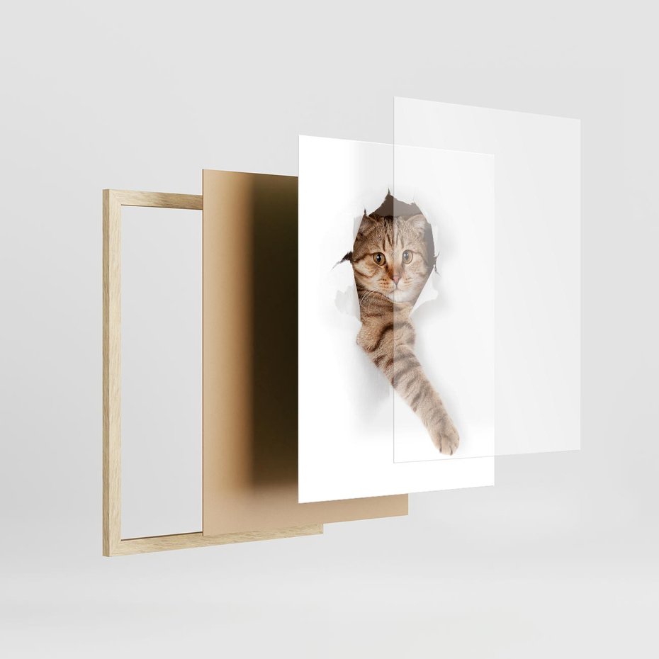 Plakat w ramie 30x40 - Kot w Dziurze - kot, dziura - rama drewno
