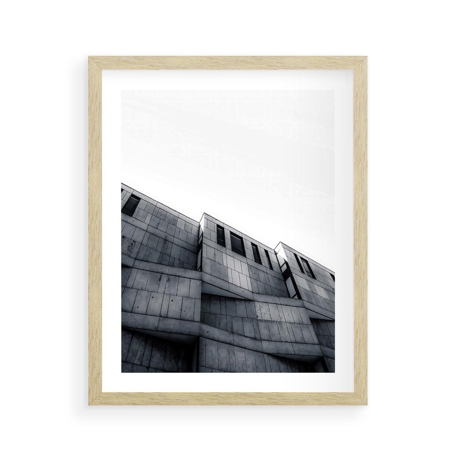 Plakat w ramie 40x50 - Surowa Elegancja Architektury - architektura, surowe formy - rama drewno