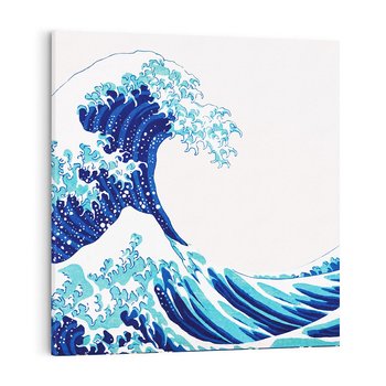 Obraz na płótnie 60x60 - Fala Japandi - wielka fala w Kaganawie, obraz Hokusai