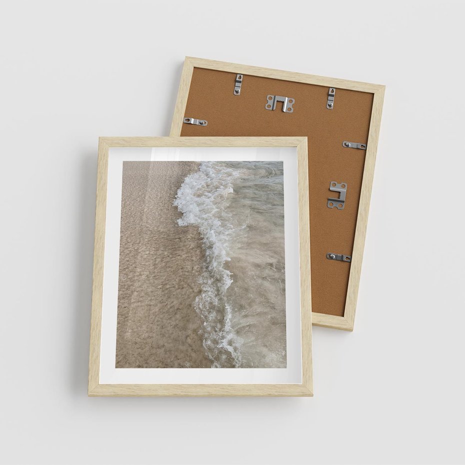 Plakat w ramie 40x50 - Fale Morza na Piasku - plaża, morze - rama drewno