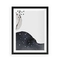 Plakat w ramie 50x70 - Szara Abstrakcja - abstrakcja, akwarela - rama czarna