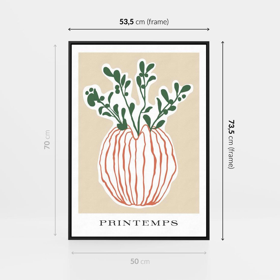 Obraz w ramie 50x70 - Boho Refleksje Natury - gałązki w wazonie, typografia - rama czarna