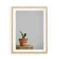 Plakat w ramie 50x70 - Kaktus w Doniczce - minimalizm, kaktur w doniczce - rama drewno