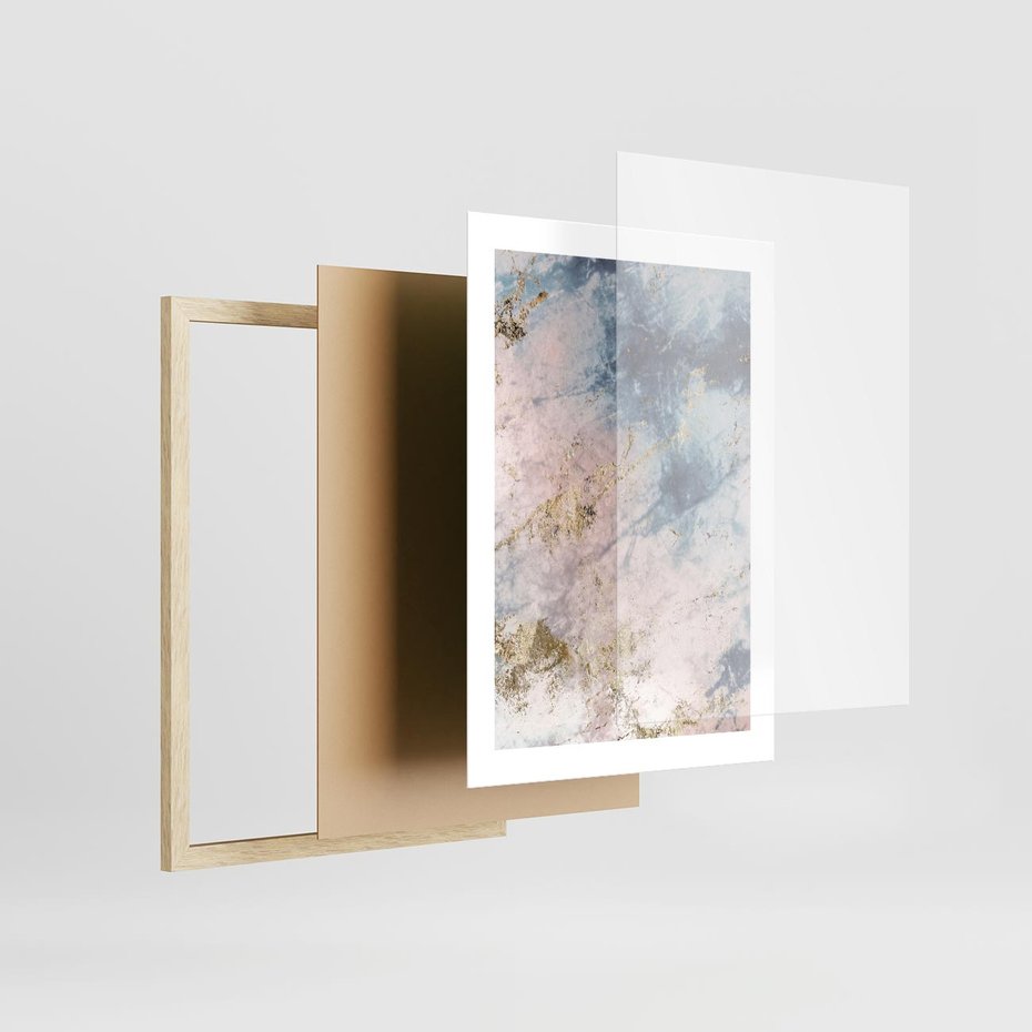 Plakat w ramie 30x40 - Luksusowa Dekoracja - marmur, złoto - rama drewno