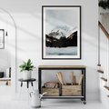 Plakat bez ramy 21x30 - W Cieniu Śnieżnych Szczytów - górski krajobraz, zima
