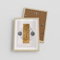Plakat w ramie 30x40 - Minimalistyczna Monstera: Złoty Prostokąt - liść monstery, minimalizm - rama drewno