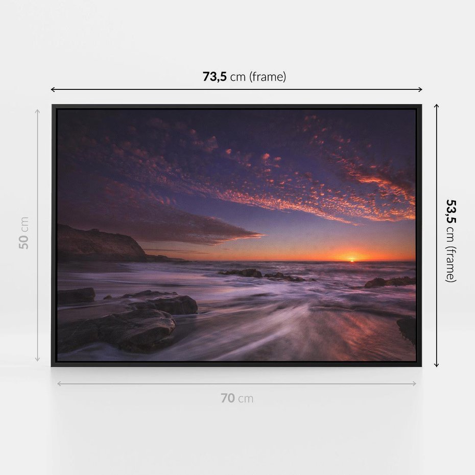 Obraz w ramie 70x50 - Spojrzenie w głąb duszy - zachód słońca, zmierzch - rama czarna