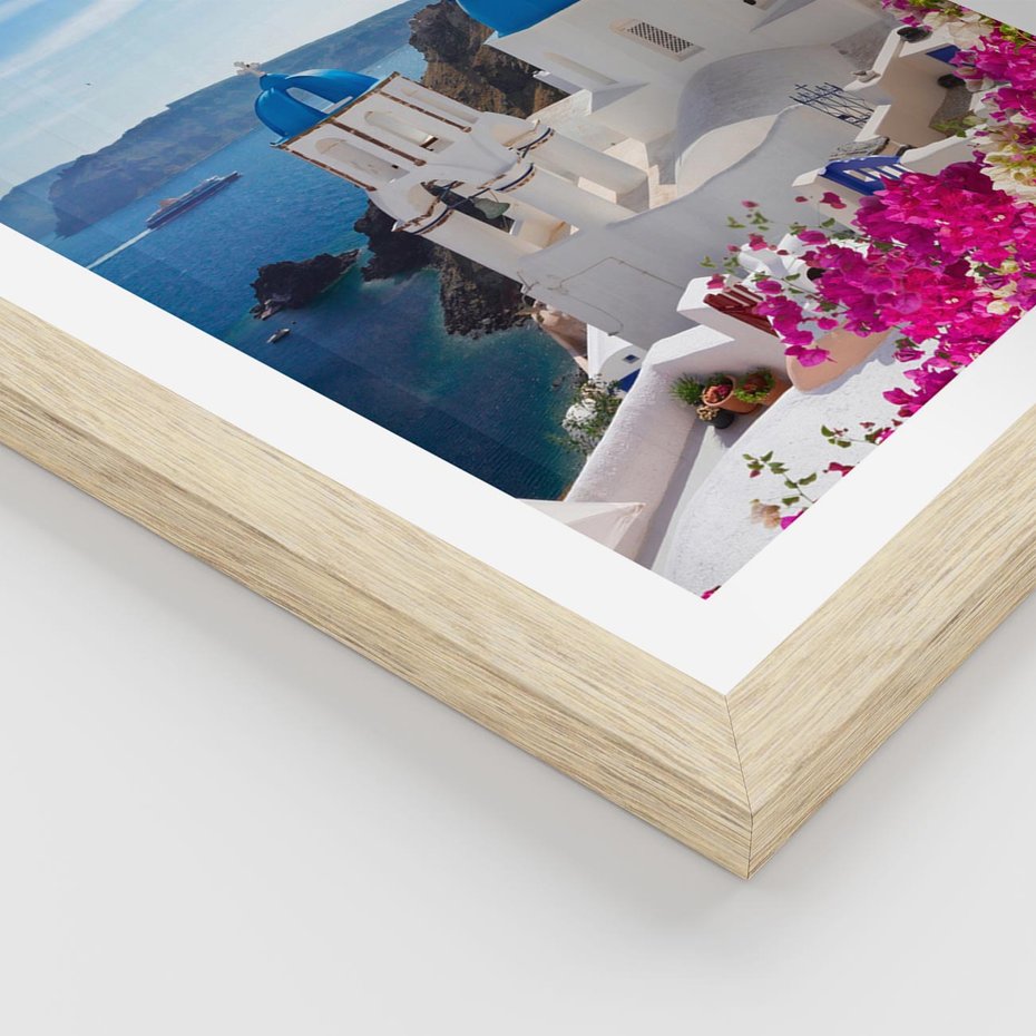 Plakat w ramie 30x40 - Perspektywa na Santorini - Santorini, perspektywa - rama drewno