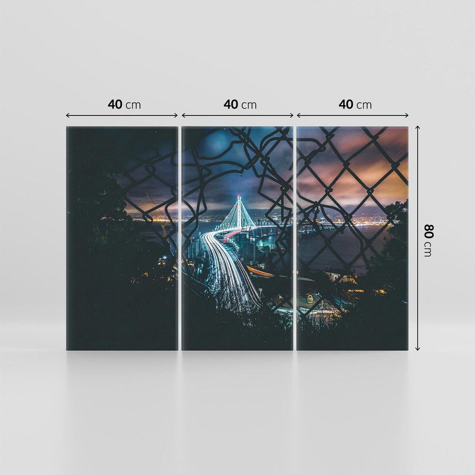 Obraz na płótnie 120x80 - Most nocą - Światła i refleksy - most, światła