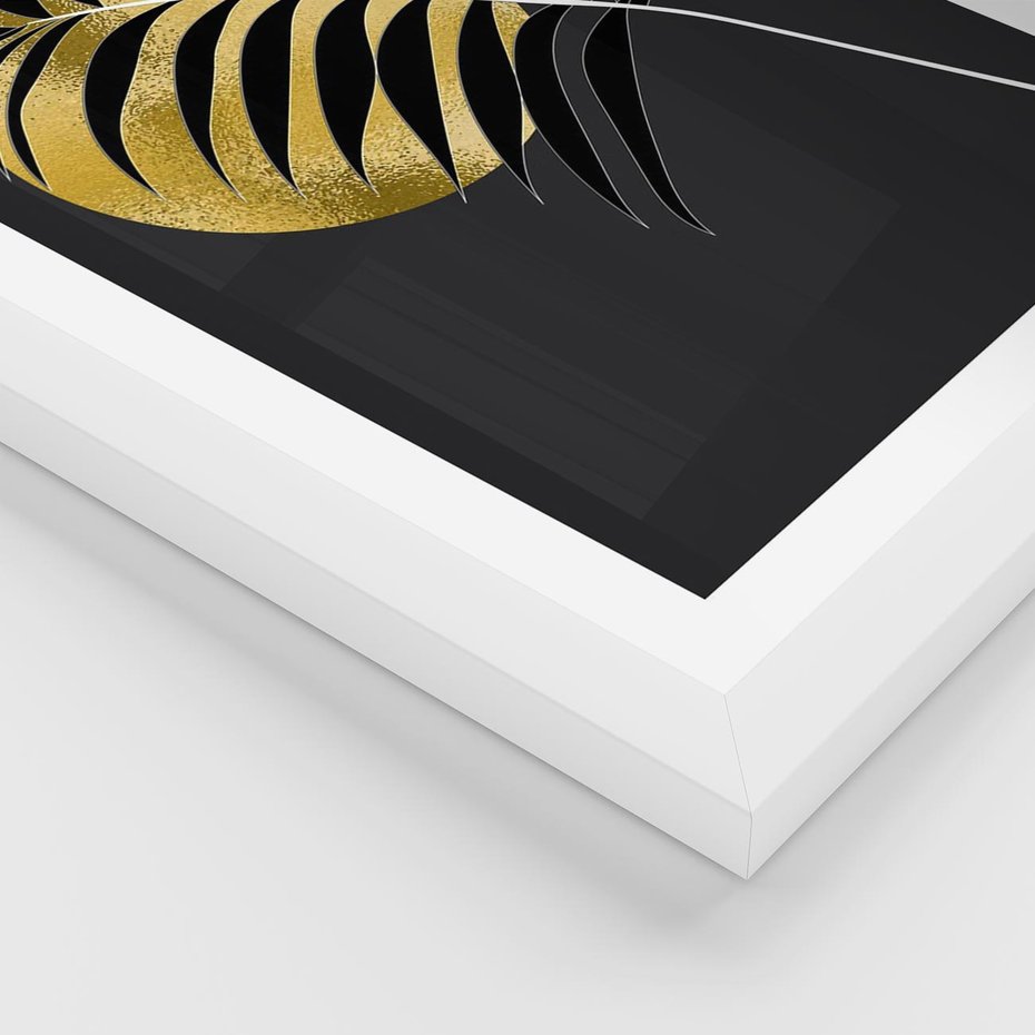 Plakat w ramie 30x40 - Egzotyczna Elegancja - palma, na czarnym tle - rama biała