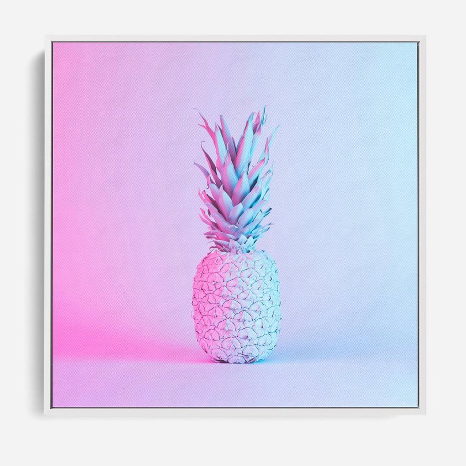 Obraz w ramie 80x80 - Ananas Abstrakcja - ananas, abstrakcja - rama biała