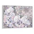 Obraz w ramie 100x70 - Malowane oddechy istnienia - pomieszane tekstury, kwiatowe elementy - rama biała