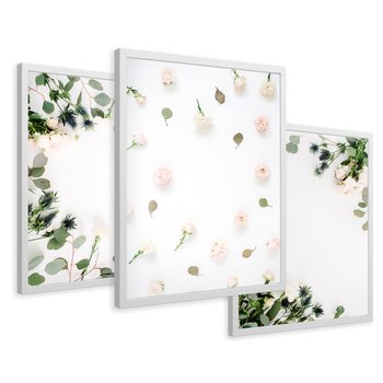 Zestaw obrazy w ramie 30x40 galeria - Białe, kwiaty, róże - rama biała