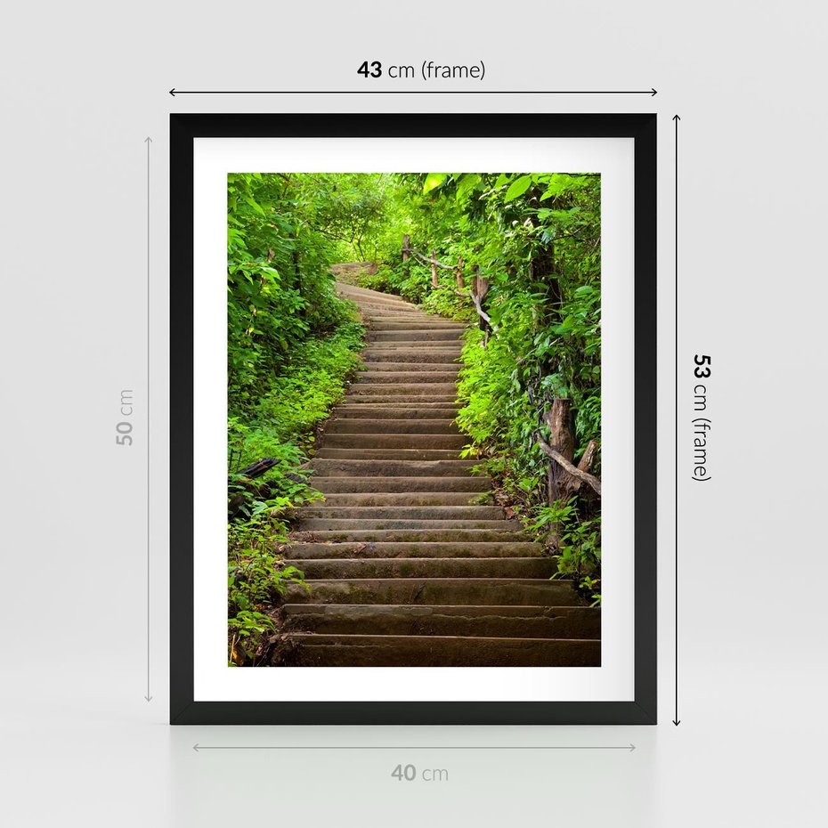 Plakat w ramie 40x50 - Magia Leśnej Ścieżki - ścieżka, w lesie - rama czarna