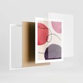 Plakat w ramie 40x50 - Migoczące Echo - abstrakcyjne akwarelowe plamy, nieregularne linie - rama biała