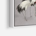 Obraz w ramie 100x70 - Spojrzenie wstecz w pędzlu - szkic rysunek, japońskie żurawie - rama biała