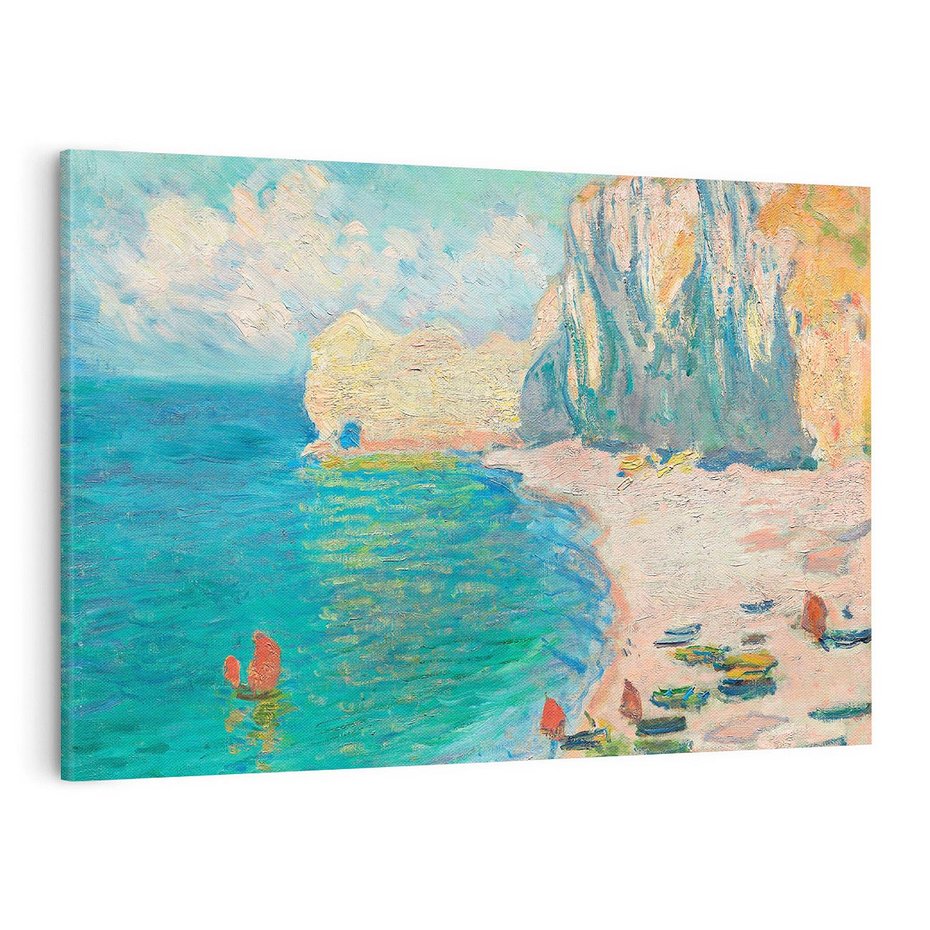 Obraz na płótnie 120x80 - "The Beach and the Falaise d'Amont" (1885) Claude Monet - Reprodukcja - reprodukcja, obraz na płótnie