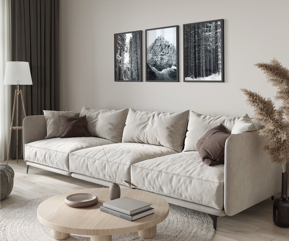 Zestaw obrazy w ramie 30x40 galeria - Zima, w, górach, las, widok - rama czarna