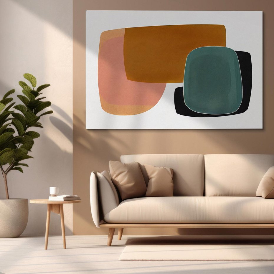 Obraz na płótnie 70x50 - Emocje w akwarelach - geometryczne dziwne kształty, turkusowy