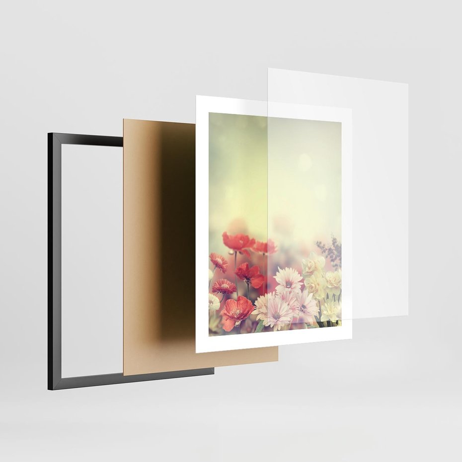 Plakat w ramie 40x50 - Delikatne kwiaty pastelowe - kwiaty, pastelowe - rama czarna