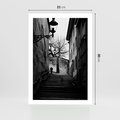 Plakat bez ramy 21x30 - Ukryta Uliczka - czarno białe zdjęcie, schody