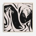 Obraz w ramie 50x50 - Wibracje w ciemnościach duszy - czarno biała abstrakcja, nieregularne rozmyte linie - rama drewno