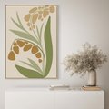 Obraz w ramie 80x120 - Minimalizm z Roślinami - nowoczesny plakat, roślinność - rama drewno