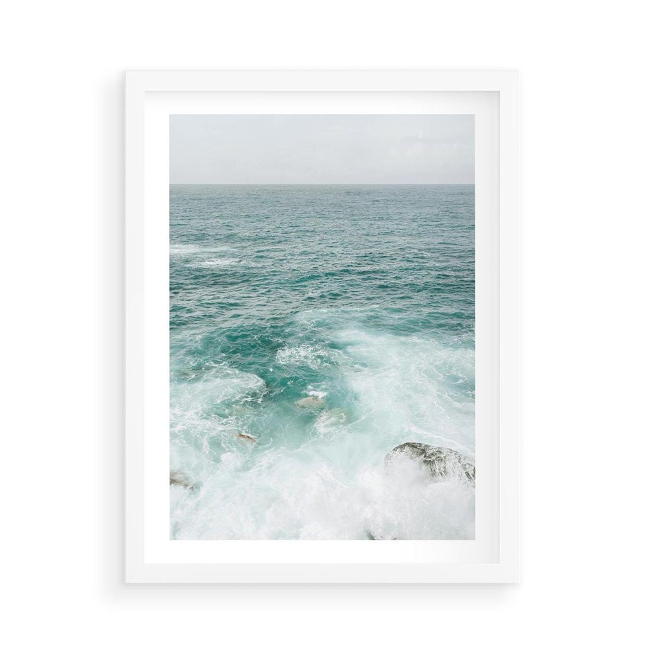 Plakat w ramie 50x70 - Wzburzony Żywioł - morze, ocean - rama biała