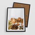 Plakat w ramie 50x70 - Suche Żółte Liście w Malowniczym Ujęciu - liście, żółte - rama czarna