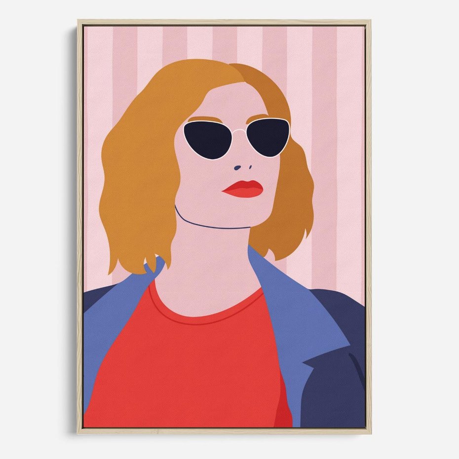 Obraz w ramie 50x70 - Kobieca Ekspresja - nowoczesny plakat, styl retro - rama drewno