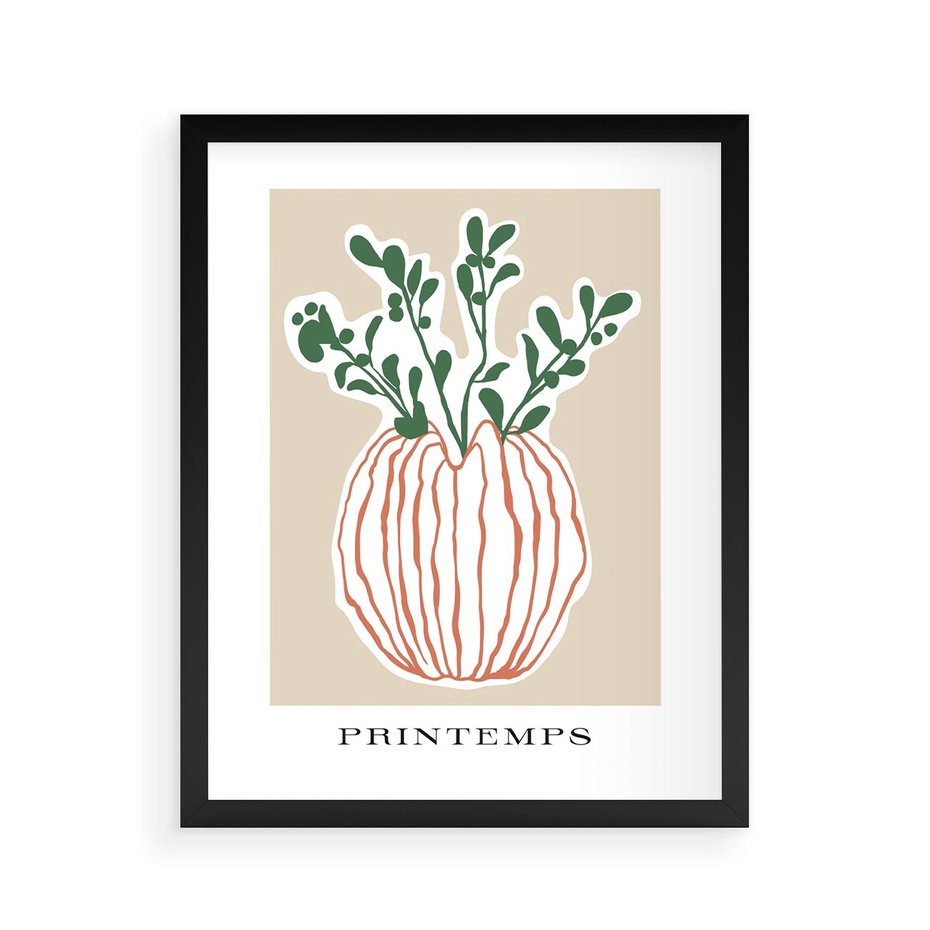 Plakat w ramie 40x50 - Boho Refleksje Natury - gałązki w wazonie, typografia - rama czarna