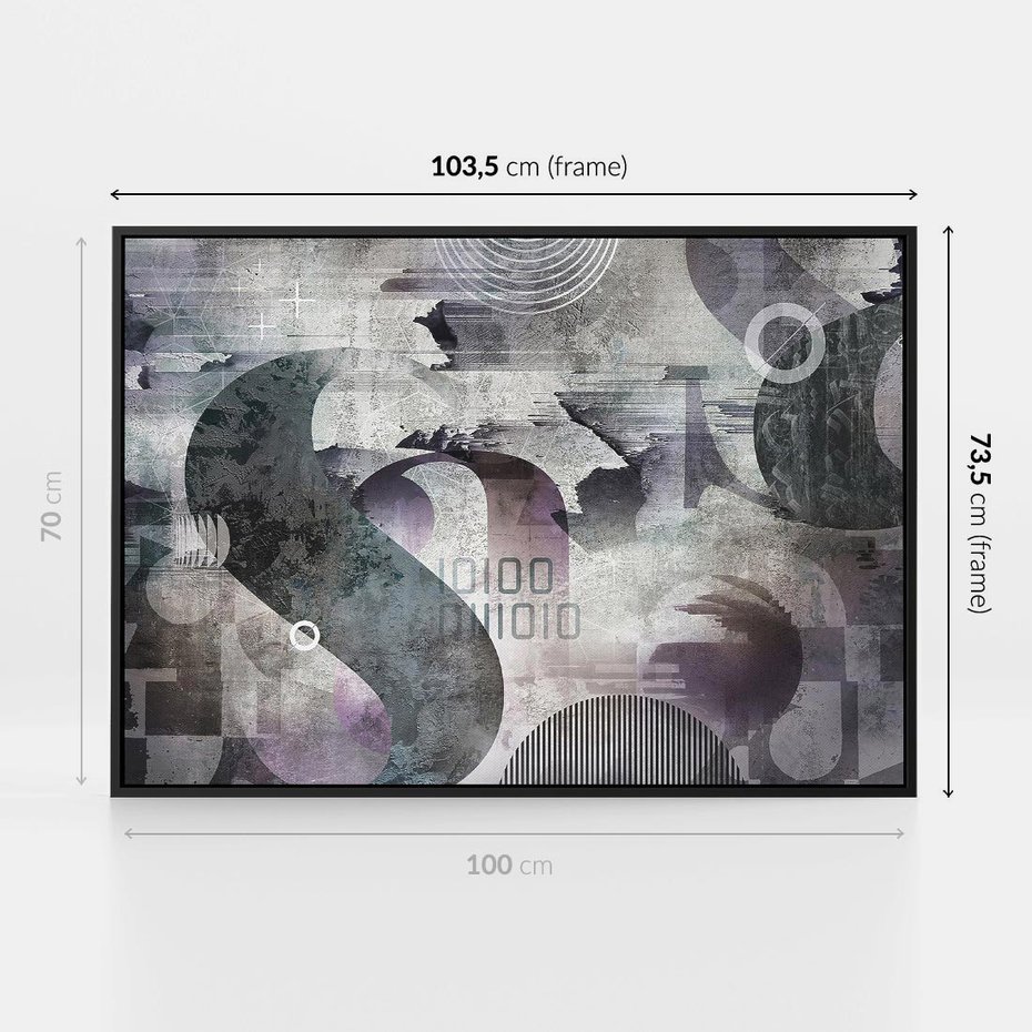 Obraz w ramie 100x70 - Nocne opowieści w barwach - typografia, abstrakcja - rama czarna