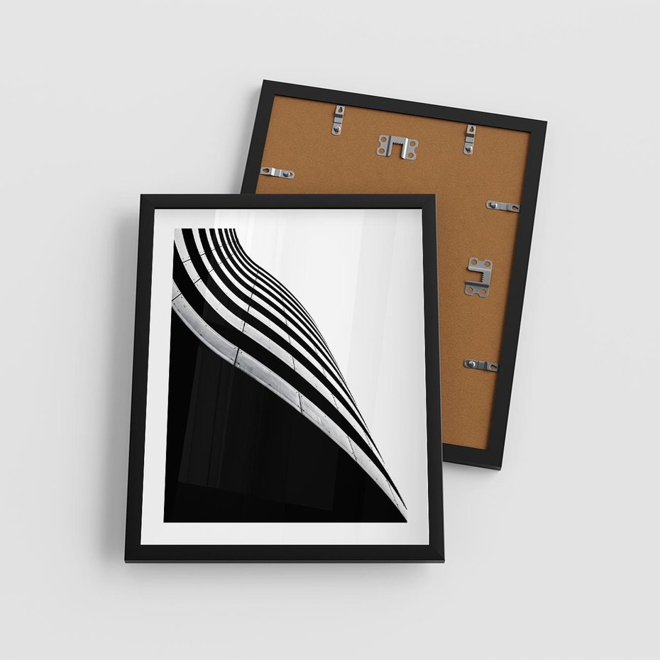 Plakat w ramie 40x50 - Architektoniczna Fala - architektura, falowany budynek - rama czarna