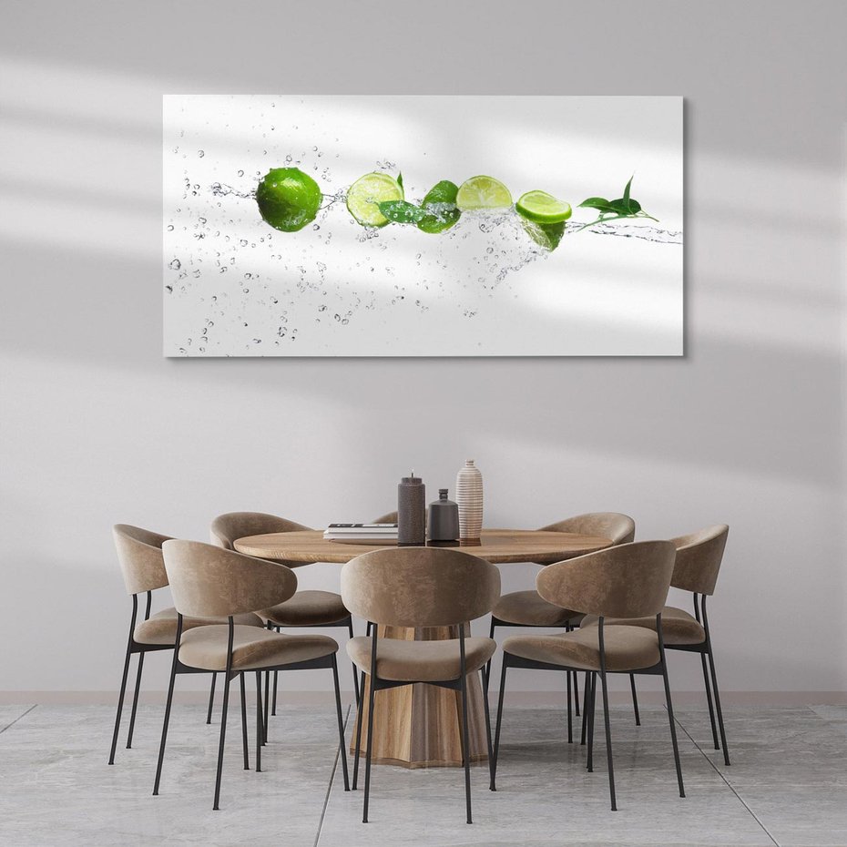 Obraz na płótnie 100x50 - Świeże limonki i woda - limonki, woda