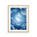 Plakat w ramie 30x40 - Księżycowe Chmury - księżyc, chmury - rama drewno