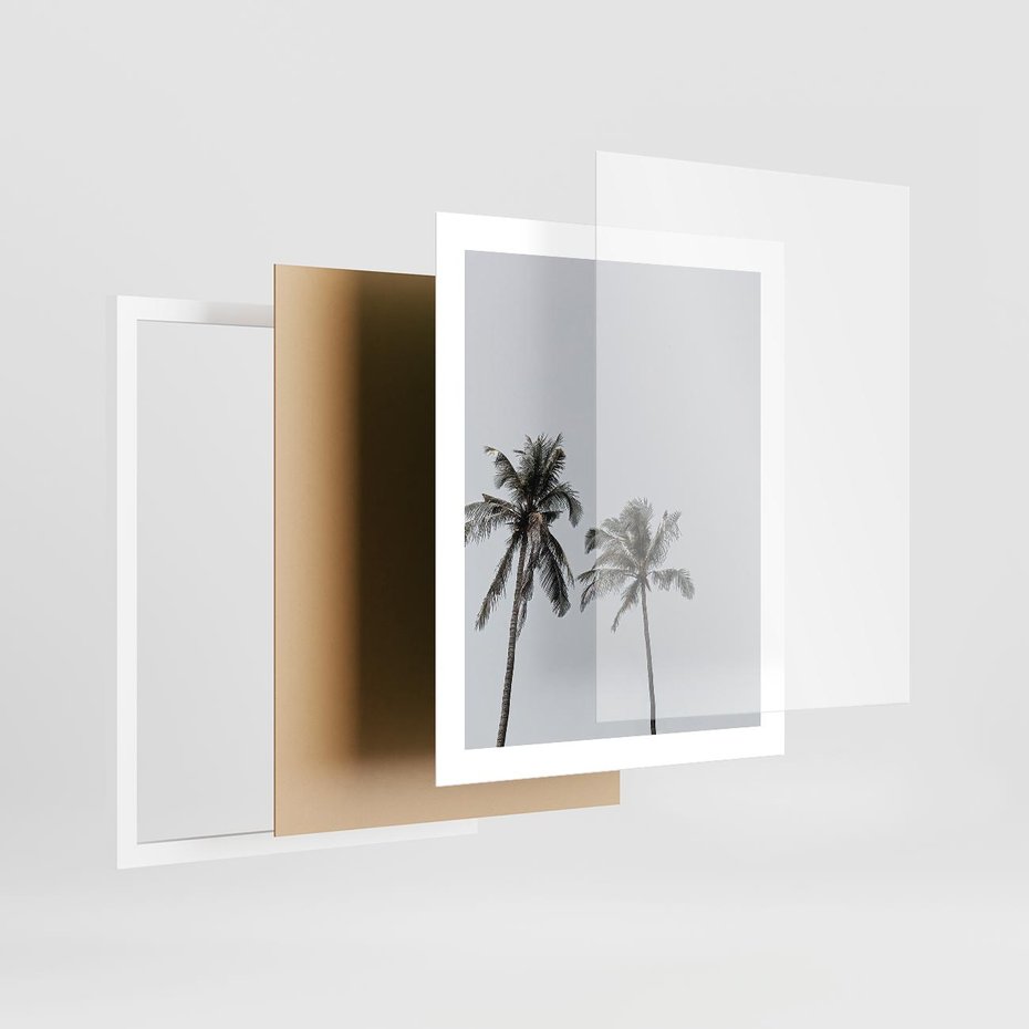 Plakat w ramie 40x50 - Tropikalny Raj: Palmy i Niebo - palmy, niebo - rama biała