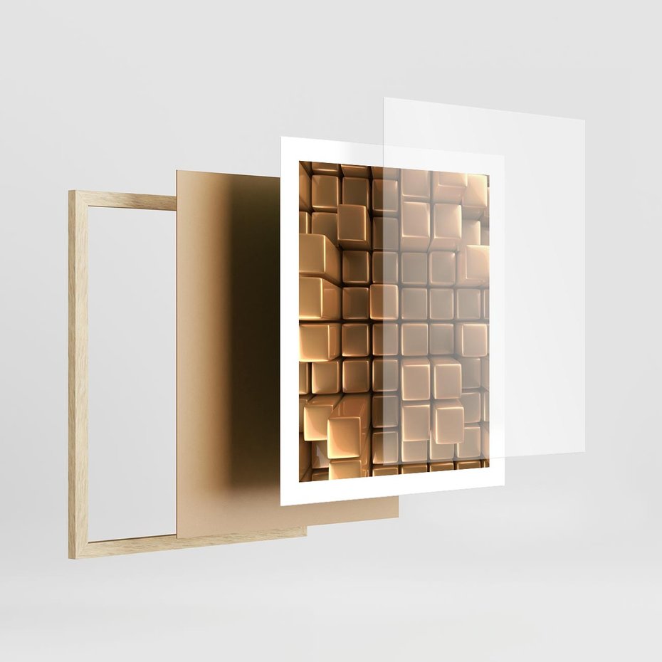 Plakat w ramie 40x50 - Błyszcząca Elegancja - złoto, 3d - rama drewno