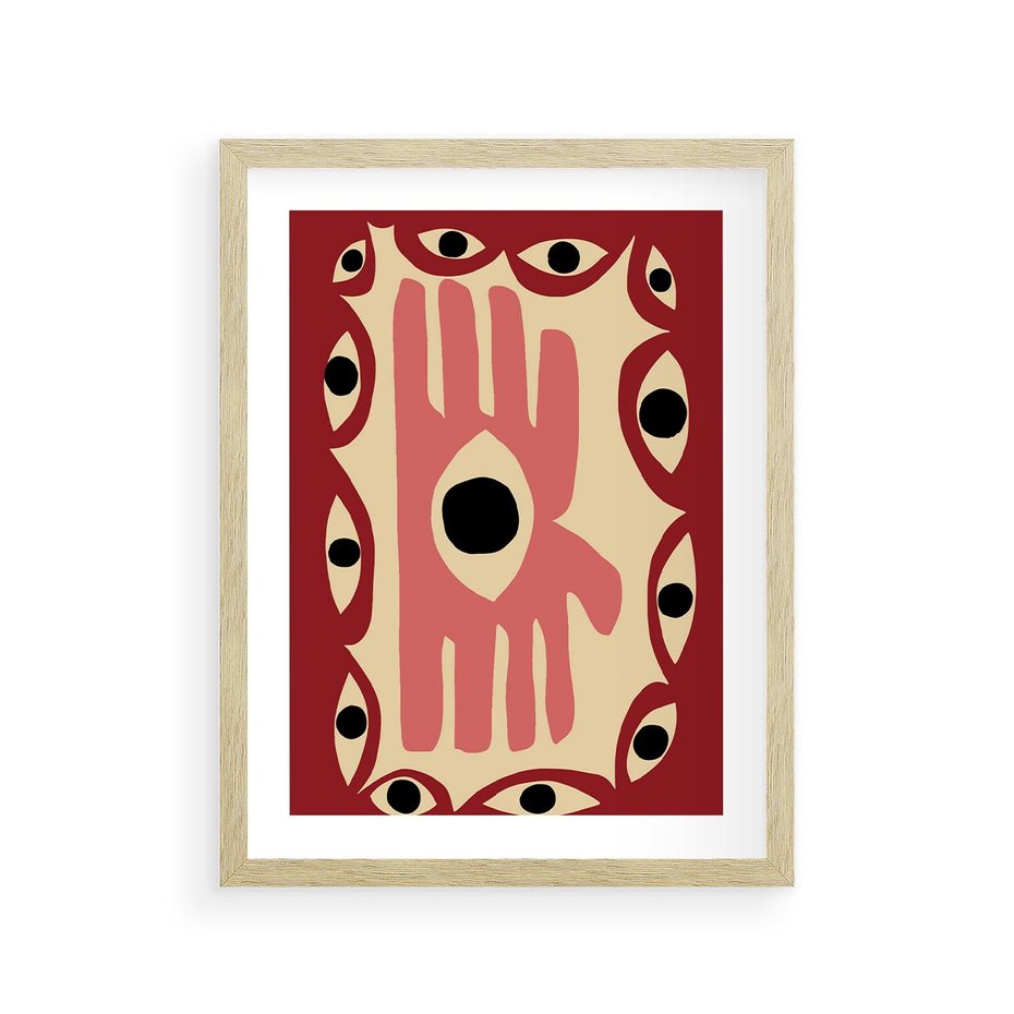 Plakat w ramie 30x40 - Migotliwe Kształty - abstrakcyjny obraz, boho styl - rama drewno