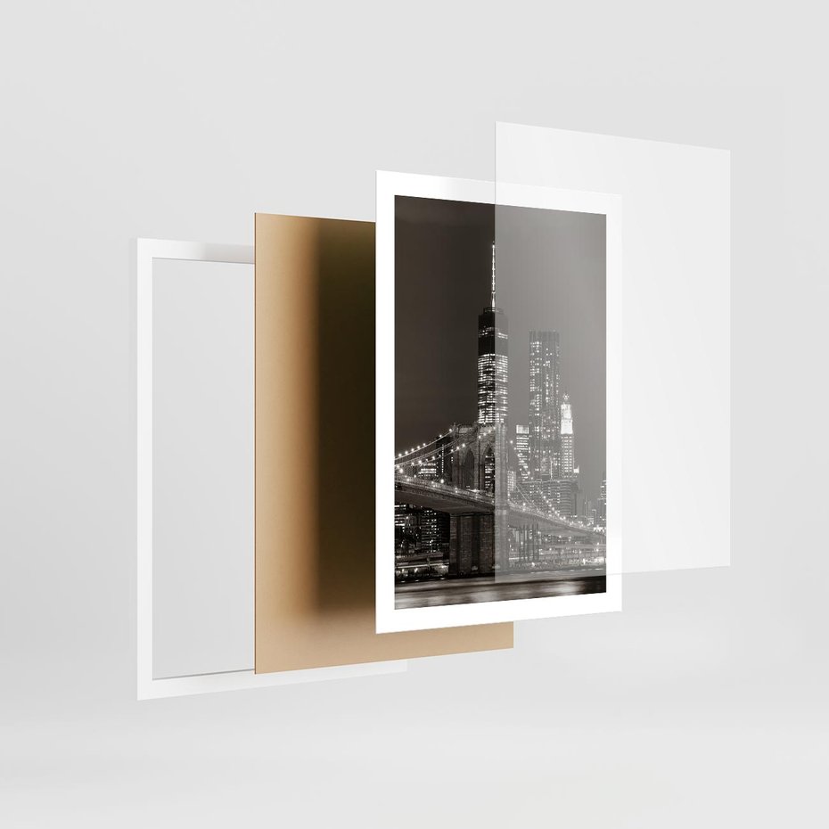 Plakat w ramie 50x70 - Magia miasta nocą - miasto, noc - rama biała