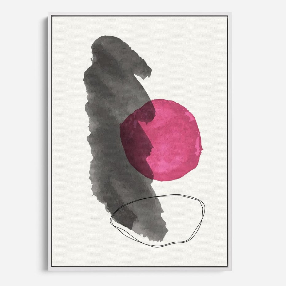 Obraz w ramie 80x120 - Bezczasowe Rytmy - abstrakcyjne nieregularne plamy, czarny - rama biała