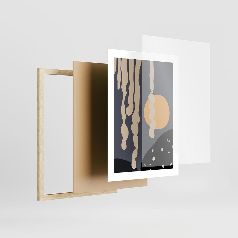 Plakat w ramie 30x40 - Intrygujący Mrok - ciemny, mroczny plakat - rama drewno