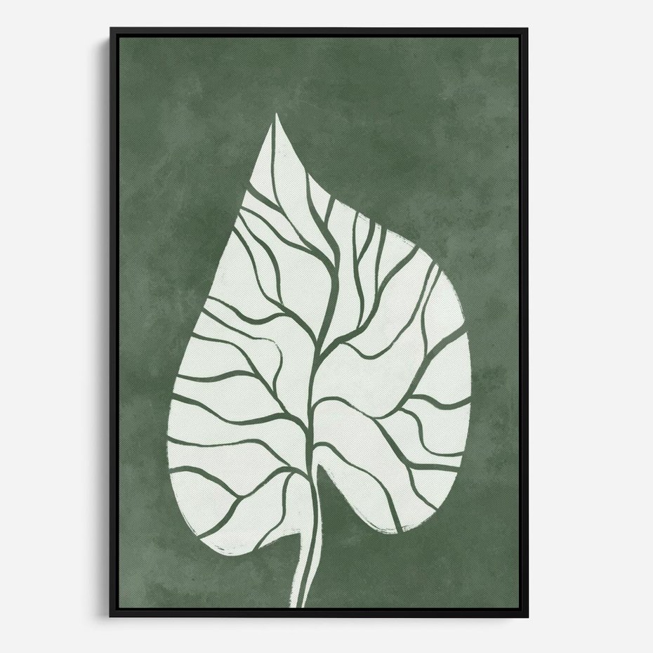 Obraz w ramie 50x70 - Migotliwe Wnętrze Zieleni - zielony plakat, roślinne motywy - rama czarna