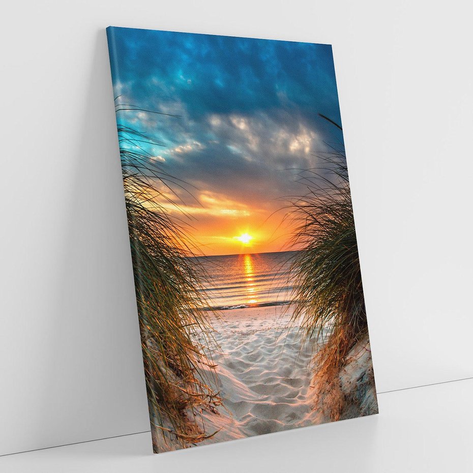 Obraz na płótnie 80x120 - Magia zachodu słońca na plaży - zachód, słońca