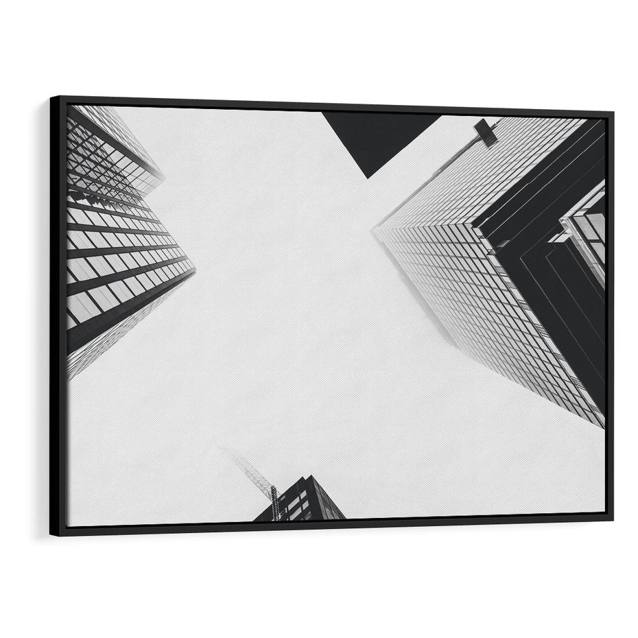 Obraz w ramie 100x70 - Nowoczesna Dynamika - perspektywa, wieżowce - rama czarna