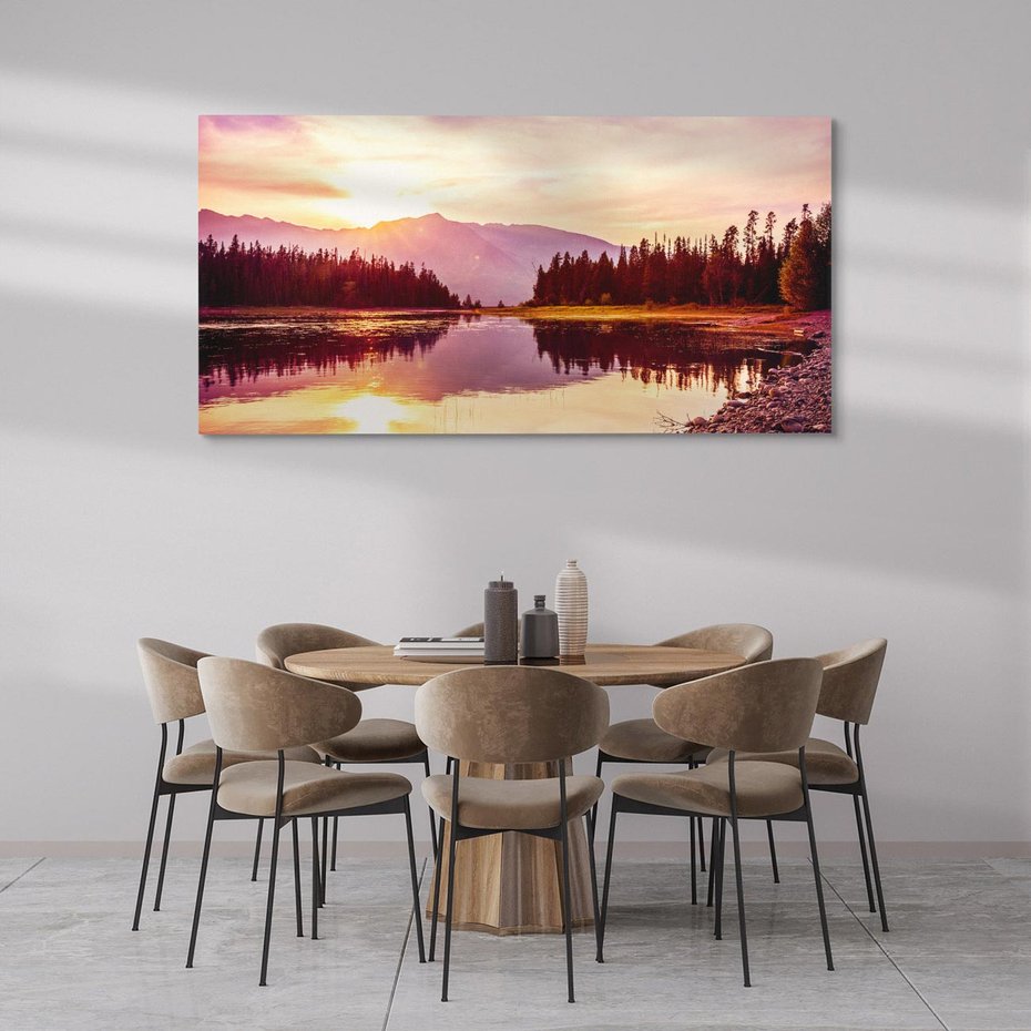 Obraz na płótnie 120x60 - Harmonia natury - góry, jezioro