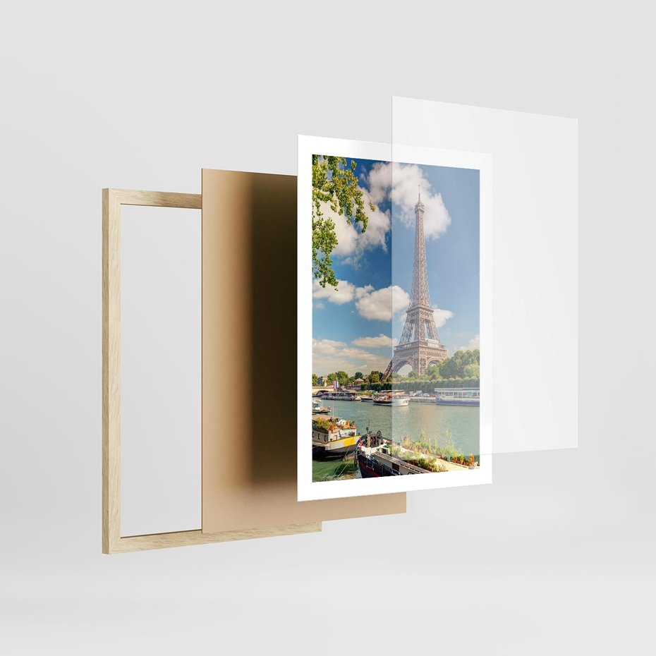 Plakat w ramie 50x70 - Paryżska ikona Francji - wieża Eiffla, Paryż - rama drewno
