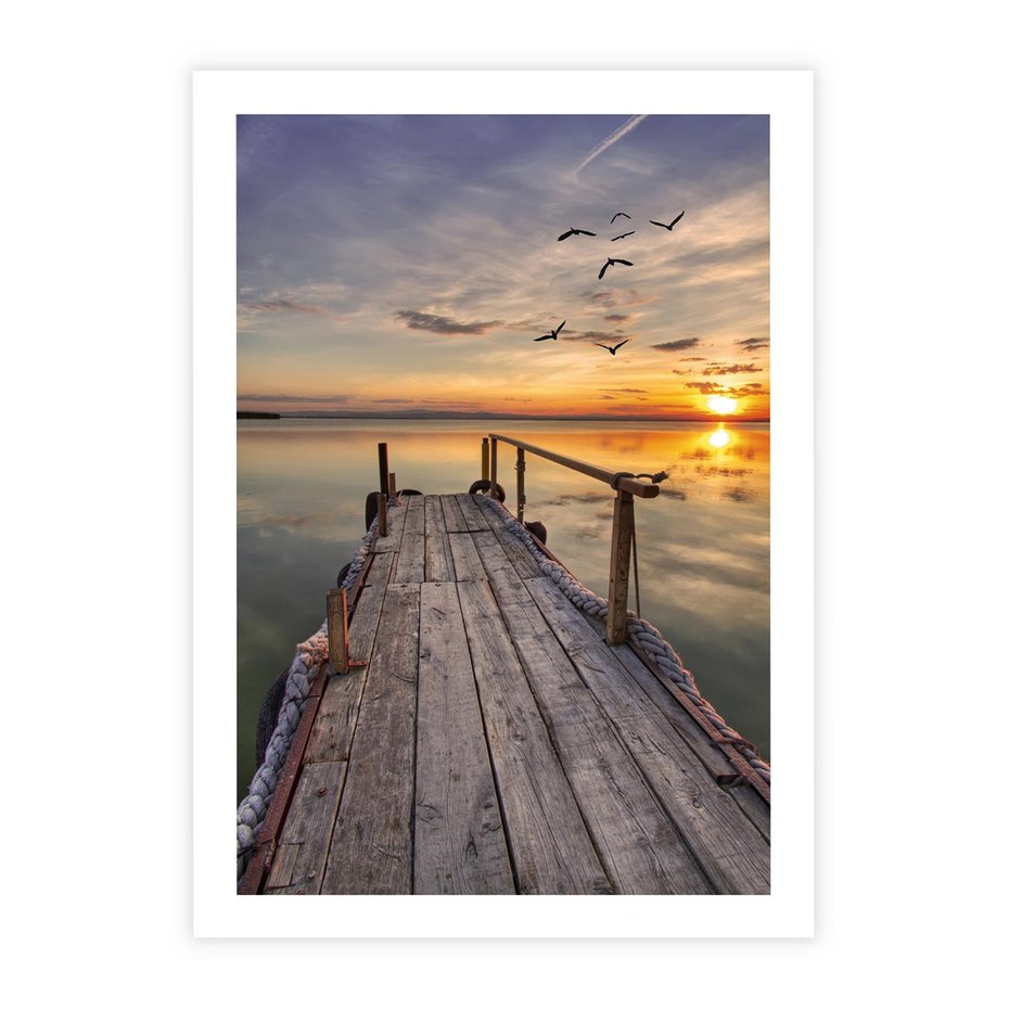 Plakat bez ramy 21x30 - Zachód Słońca na Pomostcie - zachód, słońca