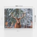 Obraz w ramie 120x80 - Monarcha Zimowej Dziczy - jeleń, zima - rama biała